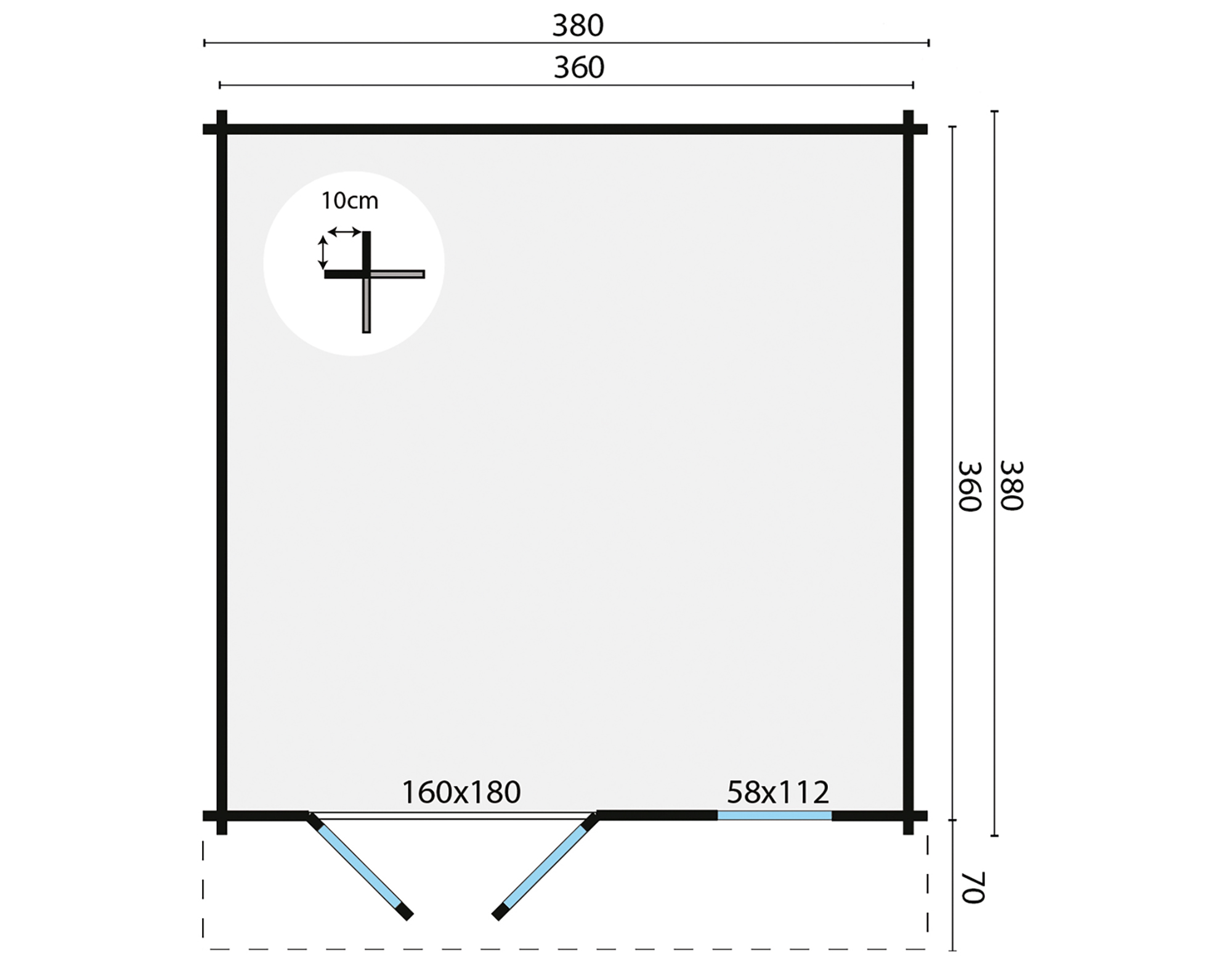 Blokhut - Tuinhuis Ulrik | 44mm | onbehandeld