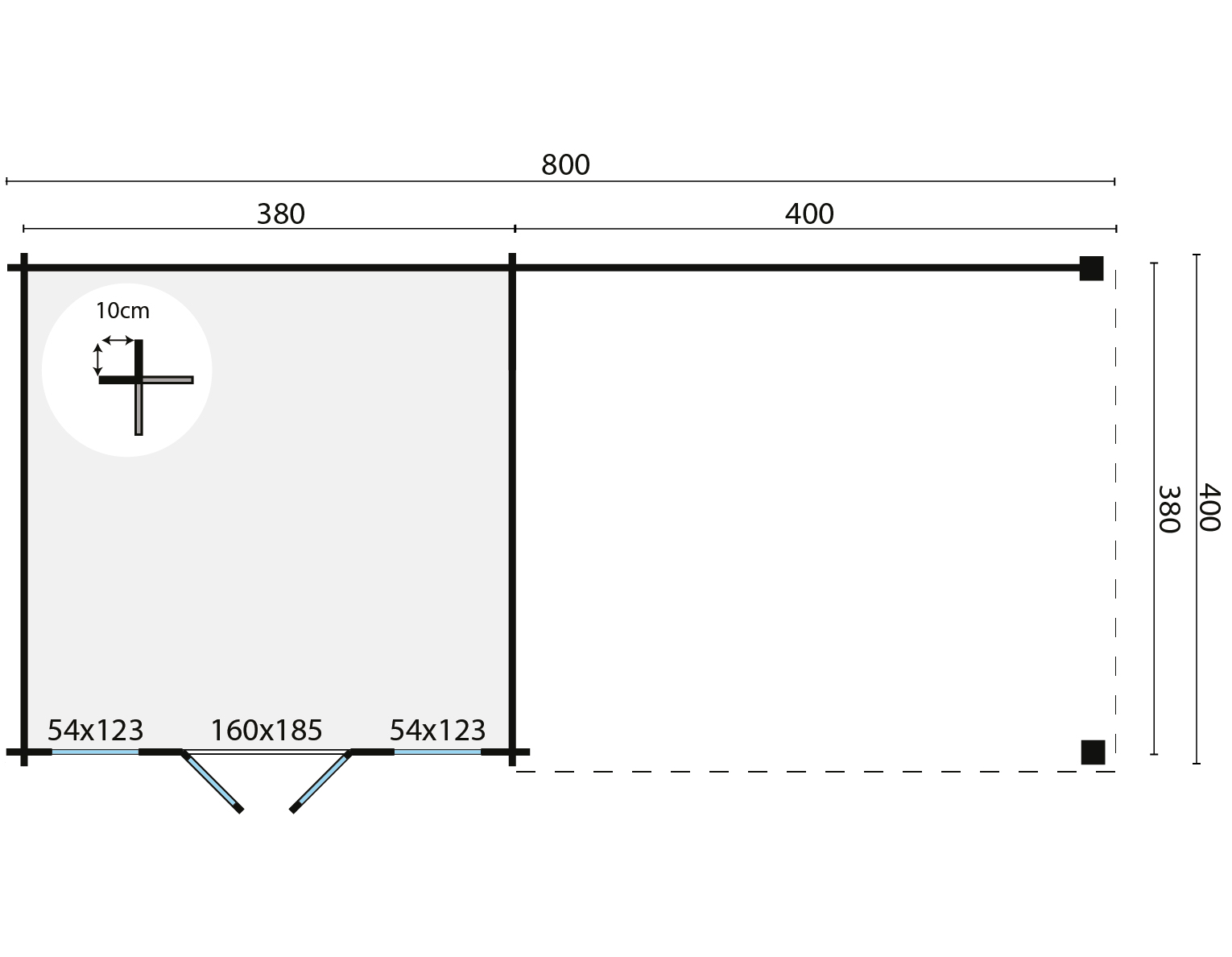 Blokhut - Tuinhuis Kwaspa | 44mm | onbehandeld