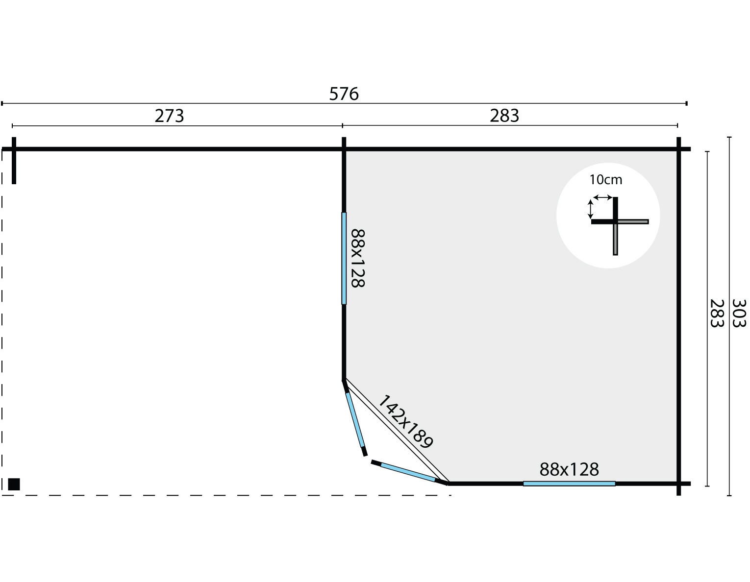 Blokhut - Tuinhuis Mason | 70mm | onbehandeld