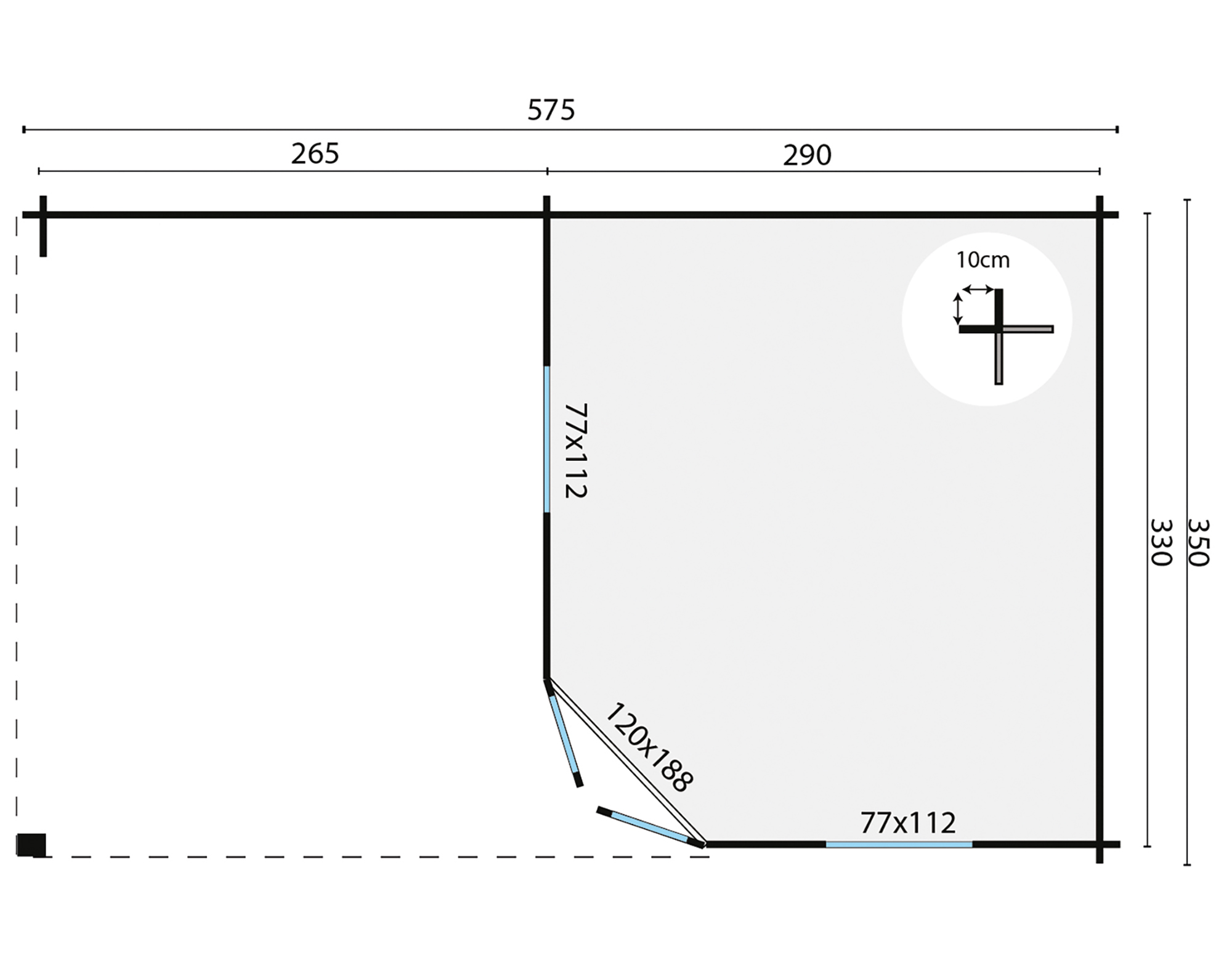 Blokhut - Tuinhuis Christoffer | 28mm | onbehandeld