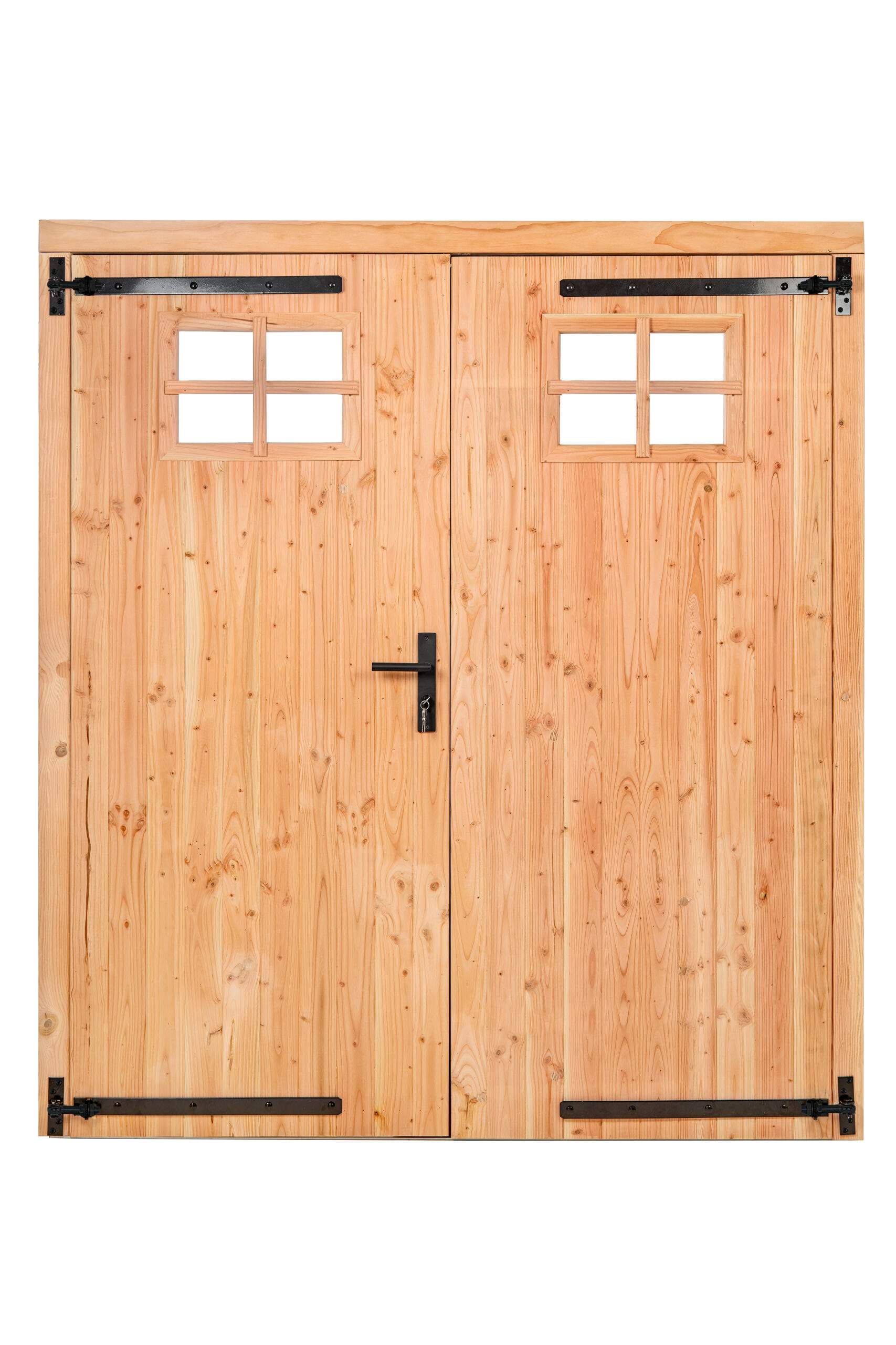 Douglas dubbele klampdeur met klein raam B1850xH2050mm buitenmaat, linksdraaiend
